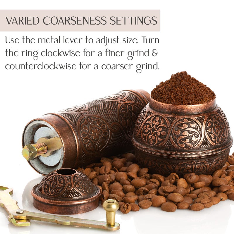 Crystalia Refillable Coffee Grinder, Authentic Manual Mill with Adjustable Grinder, Metal Coffee Mill with Handle, Antique Coffe Grinder with Hand Crank, Adjustable Coarseness - Image 5